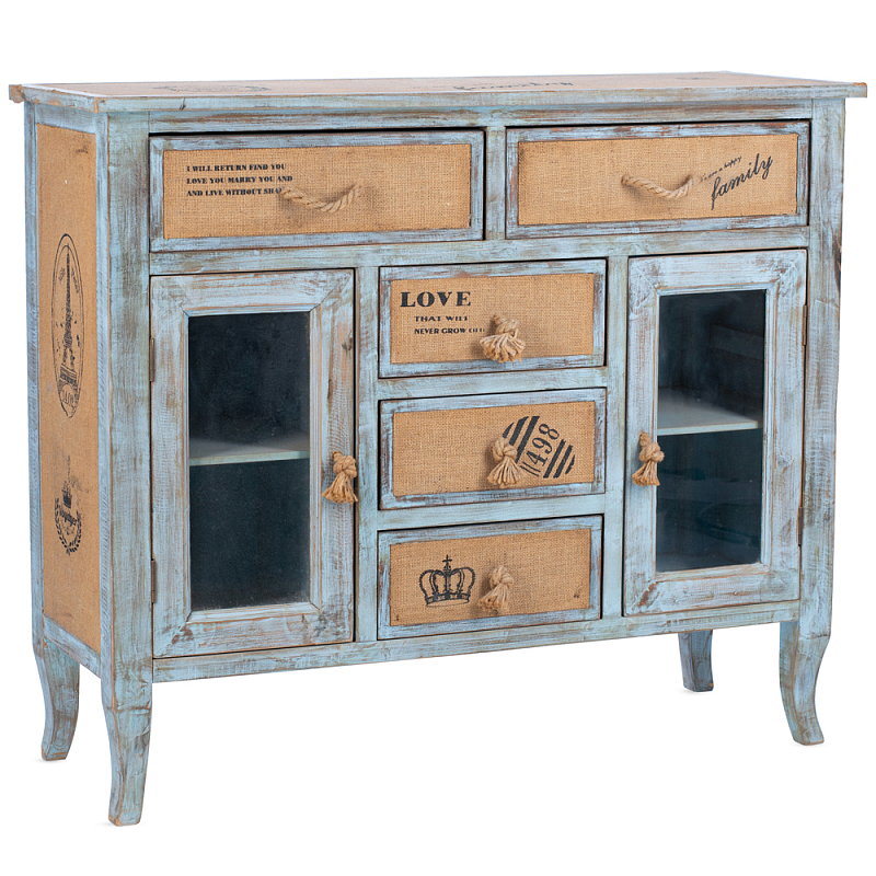 Комод в стиле прованс Beige-Blue Provence Бежевый Винтажный голубой Комод в стиле прованс Beige-Blue Provence Бежевый Винтажный голубой в Волгограде | Loft Concept