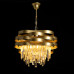 Люстра цвета матового золота с металлическими лентами и длинными прозрачными подвесками Gilded Waves варинант исполнения - 3 | Loft Concept в Волгограде