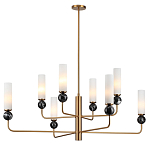 Люстра на штанге с 8-ю цилиндрическими матовыми плафонами и шарами из камня Orb Essence варинант исполнения - 5 | Loft Concept в Волгограде