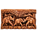 Панно из дерева слоны Panel With Animals варинант исполнения - 1 | Loft Concept в Волгограде