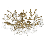 Потолочная люстра в виде ветвей деревьев золотого цвета с прозрачными подвесками-каплями Droplet Chandelier варинант исполнения - 3 | Loft Concept в Волгограде