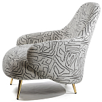 Кресло мягкое с принтом на золотистых ножках Onlooker варинант исполнения - 1 | Loft Concept в Волгограде