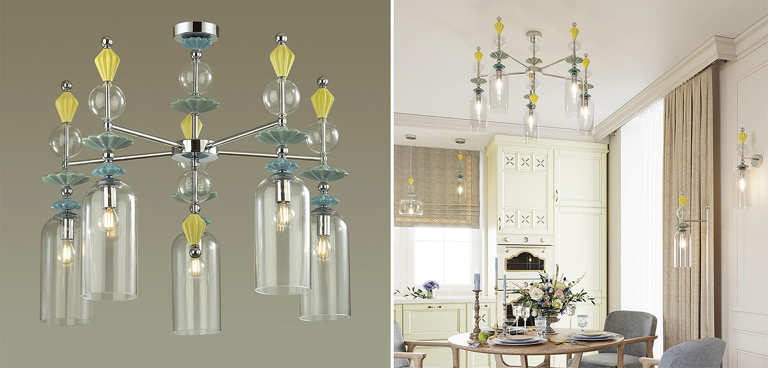 Люстра Iris Glass Chandelier candy 5 chrome Люстра Iris Glass Chandelier candy 5 chrome - Loft-Concept в Волгограде