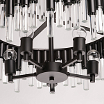 Люстра круглая из матового черного металла с подвесками из прозрачных стеклянных трубок Noir Tubes варинант исполнения - 10 | Loft Concept в Волгограде