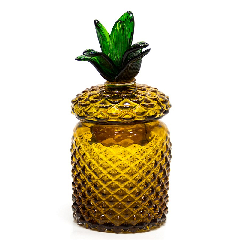 Ваза с крышкой Pineapple Transparent Amber S Янтарь (Amber) Зеленый в Волгограде | Loft Concept 