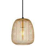Подвесной светильник со стеклянным плафоном цилиндрической формы и металлической сеткой Metal Mesh Gold варинант исполнения - 1 | Loft Concept в Волгограде