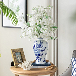 Ваза с бело-синей росписью и изображением цветов Blue & White Ornament варинант исполнения - 5 | Loft Concept в Волгограде