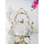 Конфетница с бронзовой ручкой и фарфоровой птичкой на крышке Eden Garden варинант исполнения - 4 | Loft Concept в Волгограде