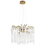 Люстра подвесная круглая в виде ветвей деревьев бронзового цвета с прозрачными подвесками-каплями Droplet Chandelier варинант исполнения - 3 | Loft Concept в Волгограде