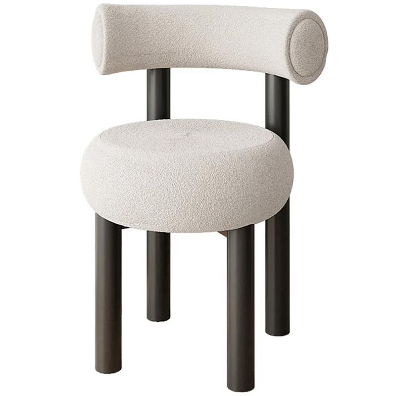 Стул с обивкой букле Pierres Grey Boucle Chair Серый Черный Стул с обивкой букле Pierres Grey Boucle Chair Серый Черный в Волгограде | Loft Concept