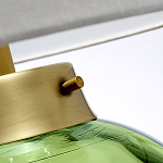 Настольная лампа с шарообразным прозрачным основанием из цветного переработанного стекла и белым цилиндрическим абажуром Elstead Lighting варинант исполнения - 2 | Loft Concept в Волгограде