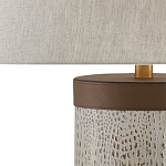 Настольная лампа с тканевым абажуром и основанием из кожи Leather Column варинант исполнения - 1 | Loft Concept в Волгограде