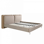 Кровать двуспальная серая с изголовьем из экокожи и ткани Modern Look варинант исполнения - 4 | Loft Concept в Волгограде