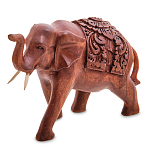 Статуэтка из дерева суар в виде слона в традиционном облачении Elephant in blanket варинант исполнения - 1 | Loft Concept в Волгограде