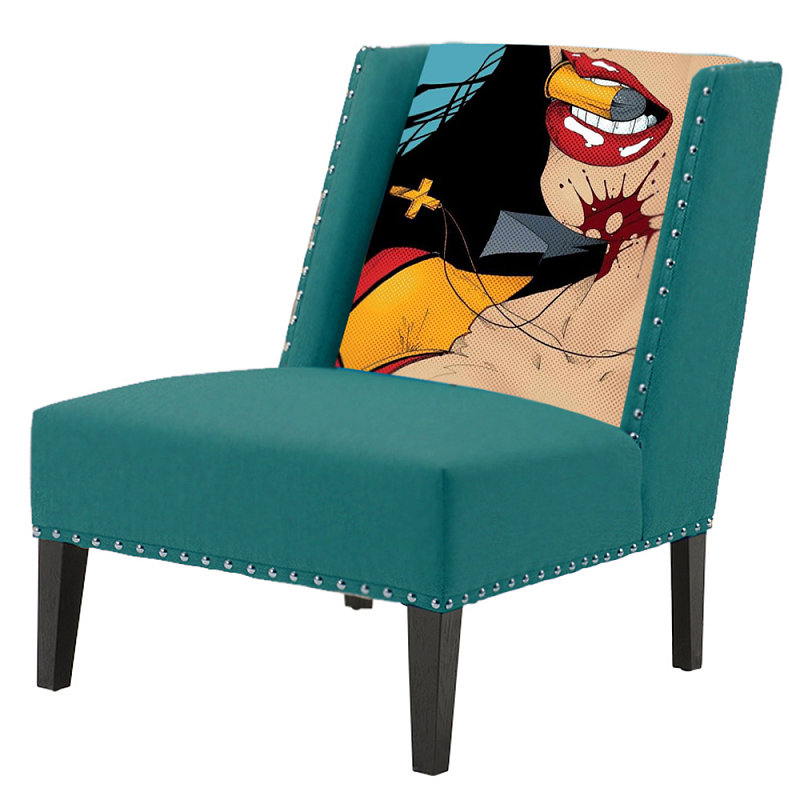 FUN Armchair "Super woman" Turquoise Дизайнерское кресло с цветным принтом Бирюзовый FUN Armchair "Super woman" Turquoise Дизайнерское кресло с цветным принтом Бирюзовый в Волгограде | Loft Concept