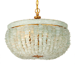 Подвесной светильник с каскадом из стеклянных декоративных элементов на золотом каркасе Shining Sea Glass варинант исполнения - 3 | Loft Concept в Волгограде