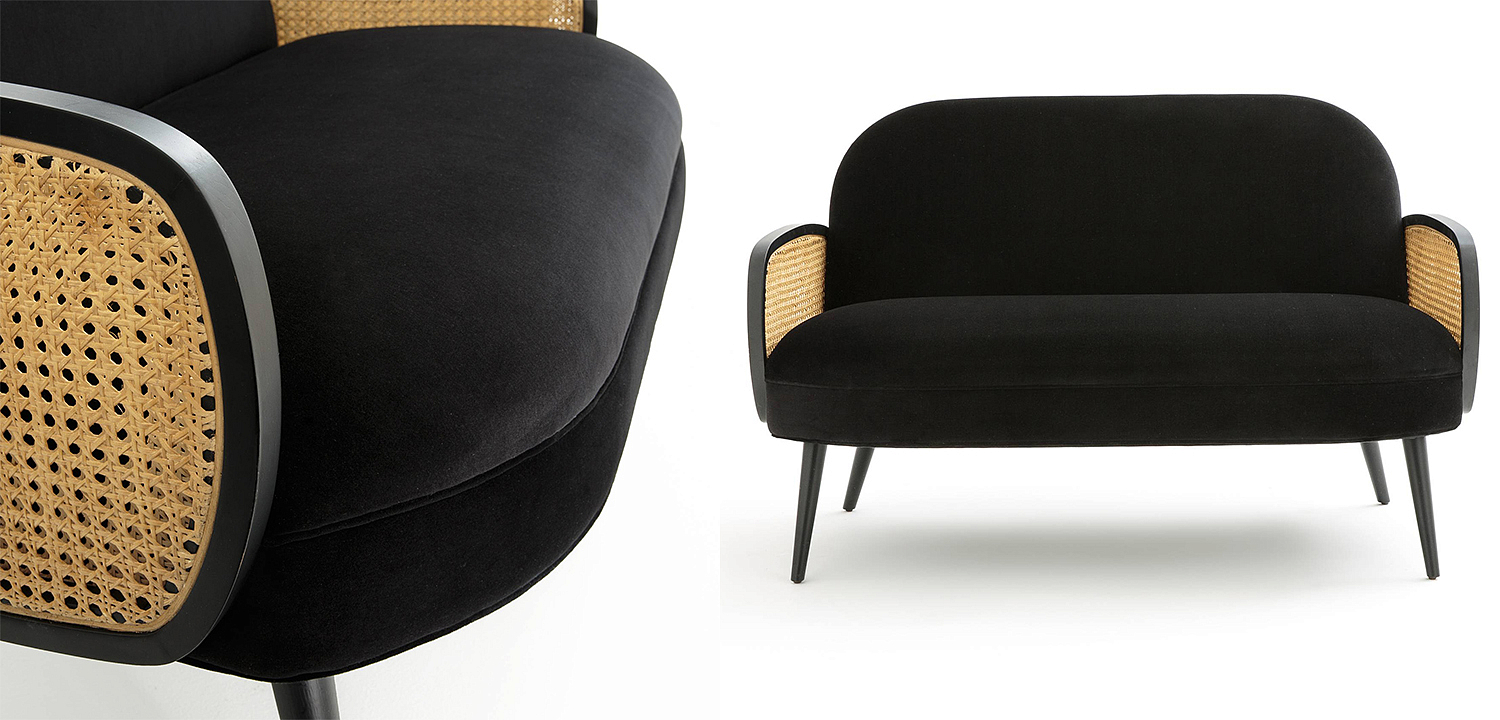 Диван Morten Wicker Black Sofa Черный Диван Morten Wicker Black Sofa Черный - Loft-Concept в Волгограде