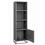 Стеллаж книжный цвета графит с 3-мя открытыми полками и дверкой Strict Lines варинант исполнения - 2 | Loft Concept в Волгограде
