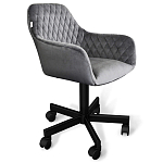 Стул с мягкой серой обивкой из велюра и подъемно-поворотным механизмом на черных колесиках Harper Gray варинант исполнения - 1 | Loft Concept в Волгограде