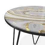 Стол журнальный c круглой столешницей из стекла серого цвета Gray and Gold Marble варинант исполнения - 3 | Loft Concept в Волгограде
