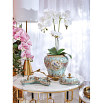 Блюдо из голубого фарфора с бронзовой ручкой в виде ветки Blue Garden варинант исполнения - 4 | Loft Concept в Волгограде