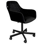 Стул с мягкой черной обивкой из велюра и подъемно-поворотным механизмом на колесиках Harper Black варинант исполнения - 1 | Loft Concept в Волгограде