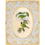 Декоративный постер с изображением птиц в раме с рельефным растительным узором Blooming Birds Poster варинант исполнения - 8 | Loft Concept в Волгограде