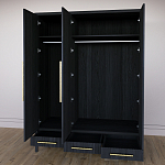 Большой Шкаф Primo Черный дуб с 3 дверьми и 3 выдвижными ящиками варинант исполнения - 8 | Loft Concept в Волгограде