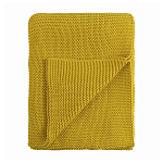 Плед из хлопка жемчужной вязки горчичного цвета Waffle Comfort варинант исполнения - 1 | Loft Concept в Волгограде