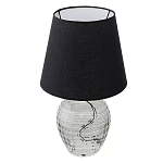 Настольная лампа с черным тканевым абажуром и фактурным прозрачным основанием Black Cone варинант исполнения - 1 | Loft Concept в Волгограде