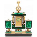 Настольный письменный набор из малахита и долерита с декором в виде герба России Leader Organizer варинант исполнения - 3 | Loft Concept в Волгограде