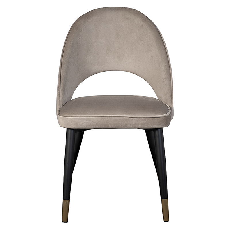 Стул велюровый серо-бежевый Schelde Gray Beige Серо-бежевый Черный в Волгограде | Loft Concept 