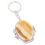 Зеркало брелок карманное двухстороннее из натурального камня Оникс Silver Stone Mirrors варинант исполнения - 1 | Loft Concept в Волгограде