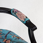 Полукресло из массива бука бирюзовое с изображением птиц и цветов Turquoise Chinoiserie Garden Chair варинант исполнения - 3 | Loft Concept в Волгограде