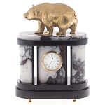 Часы настольные бронзовые с декором в виде медведя Bear Stone Clock варинант исполнения - 1 | Loft Concept в Волгограде
