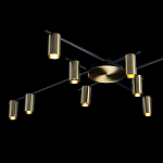 Потолочный светильник с 10-ю цилиндрическими плафонами цвета латунь TRIBES CHANDELIER варинант исполнения - 4 | Loft Concept в Волгограде