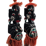 Комплект из 2-х деревянных статуэток Asmat Red Straw Headdress Statuettes варинант исполнения - 3 | Loft Concept в Волгограде