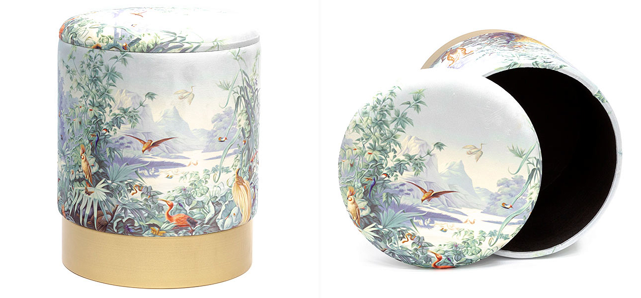 Пуф PUF Jungle Print с крышкой Adrian Пуф PUF Jungle Print с крышкой Adrian - Loft-Concept в Волгограде