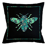 Подушка декоративная пчела с бирюзовым узором Ikat Pattern варинант исполнения - 1 | Loft Concept в Волгограде