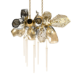 Люстра подвесная с 18-ю стеклянными плафонами с вертикальными подвесками Gilded Mirage  варинант исполнения - 1 | Loft Concept в Волгограде