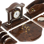 Настольный письменный набор с часами из природного камня обсидиана Competent Leader варинант исполнения - 4 | Loft Concept в Волгограде