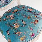 Барный стул из массива бука с изображением птиц и цветов Turquoise Beige Chinoiserie Garden Chair варинант исполнения - 2 | Loft Concept в Волгограде