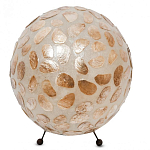 Настольная лампа из перламутра на металлическом каркасе Indonesian Circle варинант исполнения - 1 | Loft Concept в Волгограде