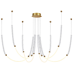 Люстра подвесная с 6-ю изогнутыми плафонами и белыми декоративными шариками PEARLS Suspension варинант исполнения - 4 | Loft Concept в Волгограде