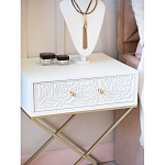 Приставной столик с выдвижным ящиком  White Table Carved Pattern варинант исполнения - 7 | Loft Concept в Волгограде