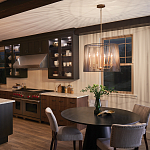 Люстра цвета латунь с 6-ю лампами свечами внутри цилиндрического абажура из черных металлических реек Kichler варинант исполнения - 7 | Loft Concept в Волгограде