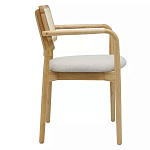 Стул обеденный с мягким сиденьем и спинкой из плетеного ротанга Wood and Textile Chair варинант исполнения - 2 | Loft Concept в Волгограде