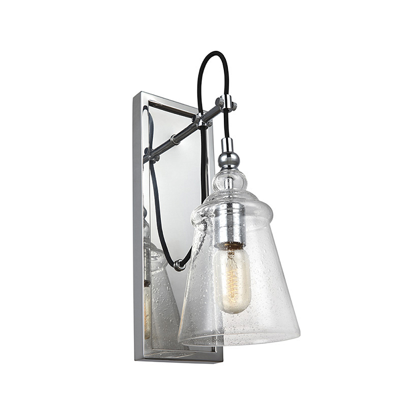 Бра с плафоном в форме колокола из прозрачного стекла с пузырьками Feiss Хром Прозрачное Стекло в Волгограде | Loft Concept 