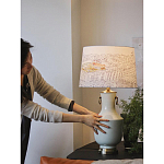 Настольная лампа с принтом на белом тканевом абажуре Roof Garden Lamp варинант исполнения - 5 | Loft Concept в Волгограде