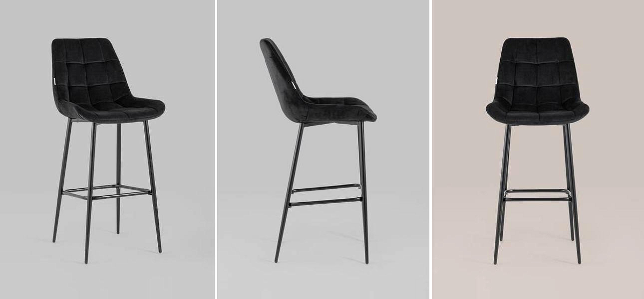 Стул Полубарный NANCY Chair посадка 75 см Черный Велюр Стул Полубарный NANCY Chair посадка 75 см Черный Велюр - Loft-Concept в Волгограде